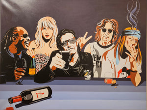 5 at the Bar Canvas Print (Stevie Wonder, Taylor Swift, Bono, John Lennon, Axl Rose)